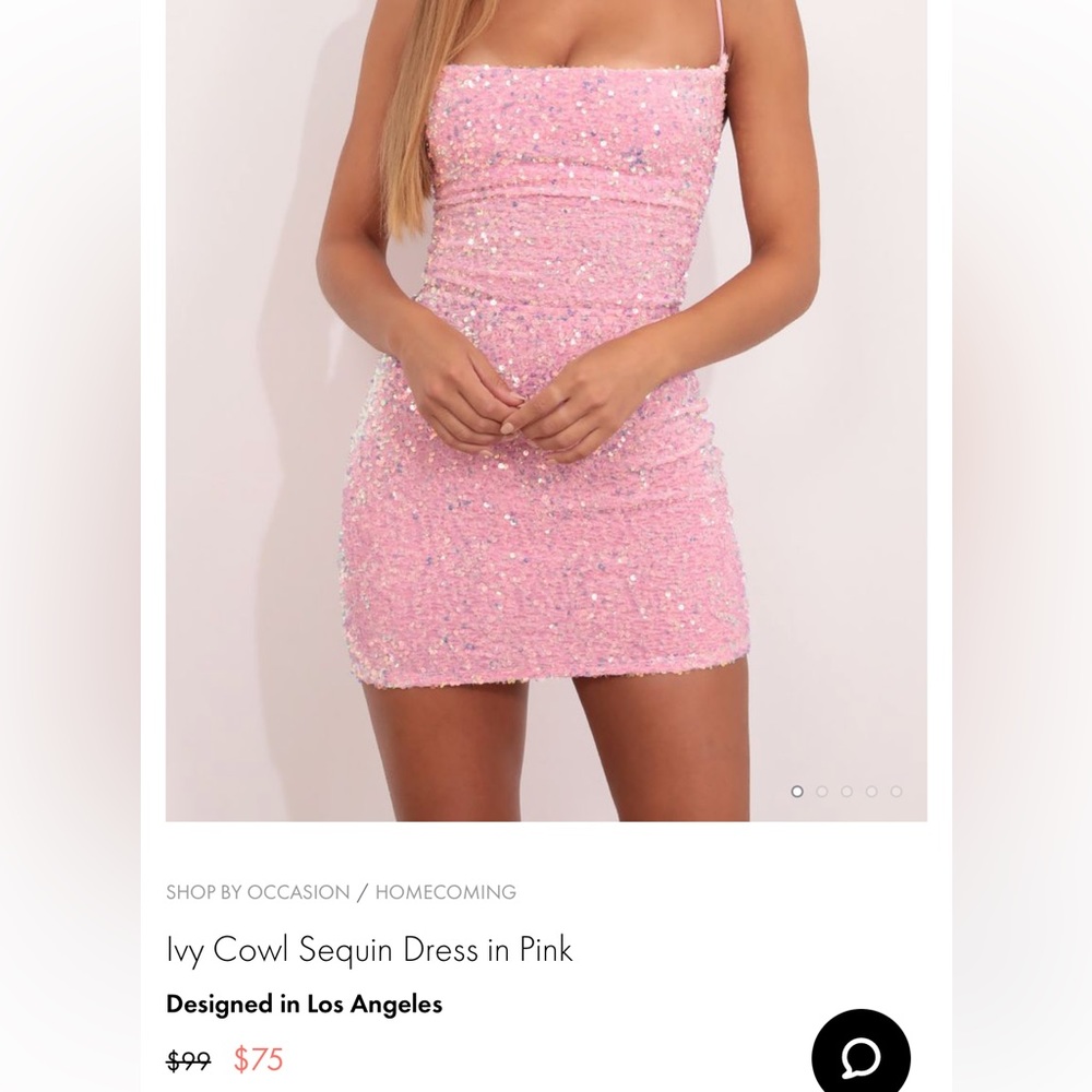 Lucy In The Sky Ivy Cowl Sequins Pink Mini Dress XS